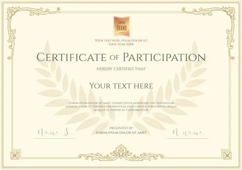 Luxury certificate template with elegant border frame, Diploma design for gra Stock Illustration