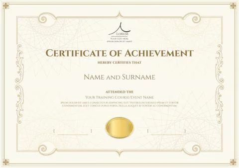 Luxury certificate template with elegant border frame, Diploma design for gra Stock Illustration