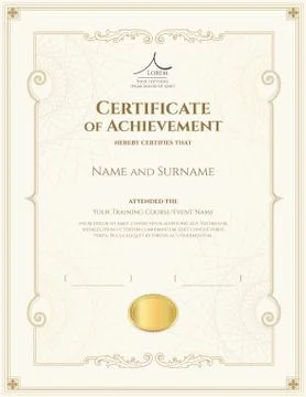 Luxury certificate template with elegant border frame, Diploma design for gra Stock Illustration