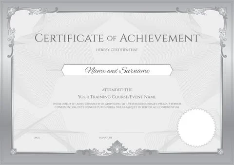 Luxury certificate template with elegant border frame, Diploma design for gra Stock Illustration