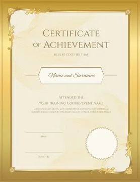 Luxury certificate template with elegant border frame, Diploma design for gra Stock Illustration