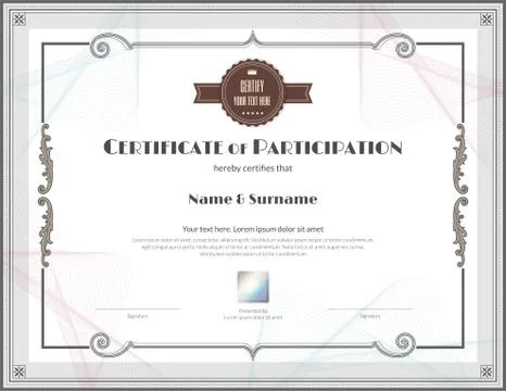 Luxury certificate template with elegant border frame, Diploma design for gra Stock Illustration