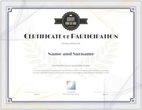 Luxury certificate template with elegant border frame, Diploma design for gra Stock Illustration