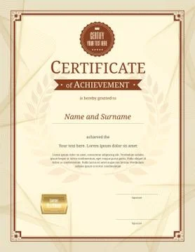 Luxury certificate template with elegant border frame, Diploma design for gra Stock Illustration