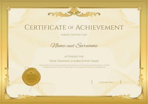 Luxury certificate template with elegant border frame, Diploma design for gra Stock Illustration