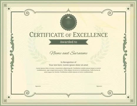 Luxury certificate template with elegant border frame, Diploma design for gra Stock Illustration