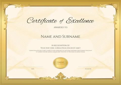 Luxury certificate template with elegant border frame, Diploma design for gra Stock Illustration