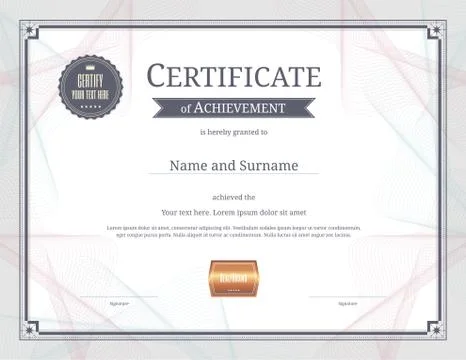 Luxury certificate template with elegant border frame, Diploma design for gra Stock Illustration