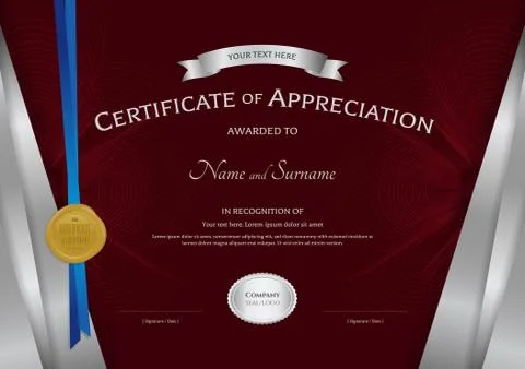 Luxury certificate template with elegant silver border frame, Diploma design  Stock Illustration