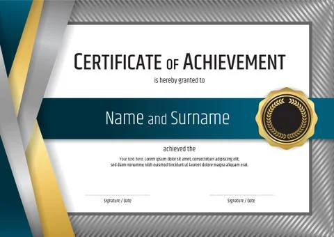 Luxury certificate template with elegant silver border frame, Diploma design  Stock Illustration