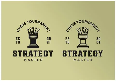 Luxury chess master logo design premium vector Stock Illustration
