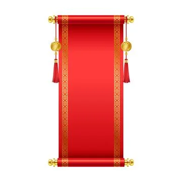 Luxury Chinese scroll with copy space realistic illustration Illustrazione stock