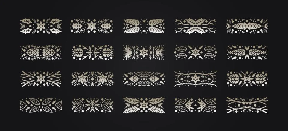 Luxury Christmas rectangular shapes set, abstract sketch winter design templates Stock Illustration