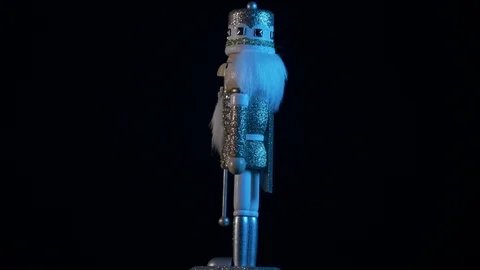 Luxury Christmas- silver nutcracker in ice light 4k Stock Footage 98315044
