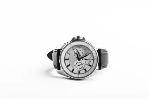 Luxury Chronograph Wristwatch on White Background Stock Photos