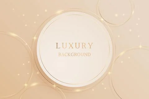 Luxury circle frame in soft beige color with golden line Stock Illustration