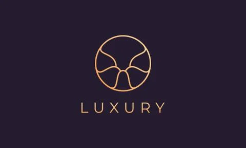 Luxury circle logo template with elegant golden shapes Illustrazione stock