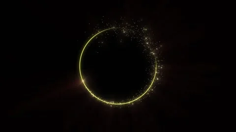 Luxury circular gold halo visual sparkling particles, black empty center, and so Stock Footage 340479166