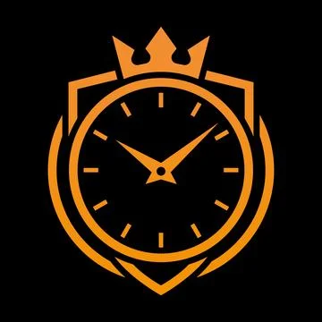 Luxury Clock Logo Design for Watch and Premium Business Brand. Stock Illustration
