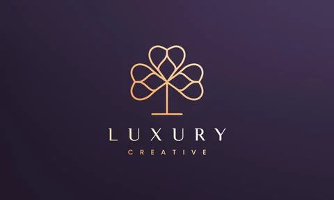 Luxury clover leaf logo concept with minimal and modern style Stock Illustration