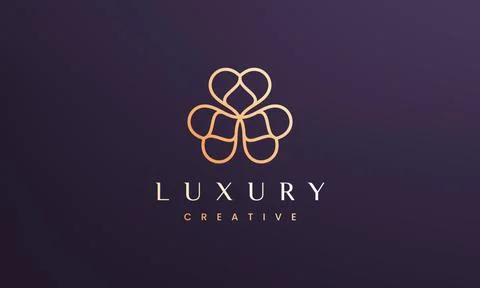 Luxury clover leaf logo concept with minimal and modern style Stock Illustration