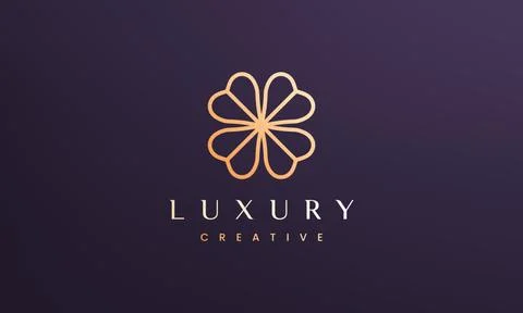 Luxury clover leaf logo concept with minimal and modern style Stock Illustration