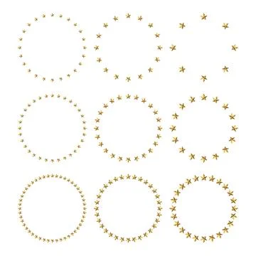 Luxury Collection Golden Circle Frames with Star Borders Vector Set Stockillustratie