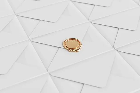 Luxury Communication And Formal Message Concept. Golden Wax Seal Arranged W.. Stock Illustration