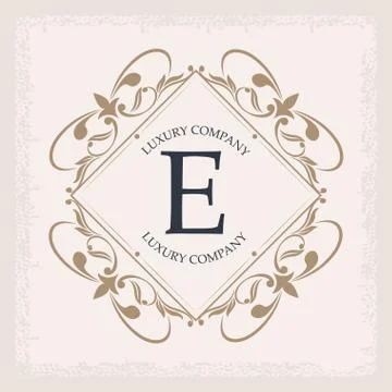 Luxury company E monogram decorative crest ornament Stock Illustration