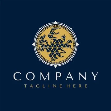 Luxury compass globe logo design template. Travel international logo vector. Stock Illustration