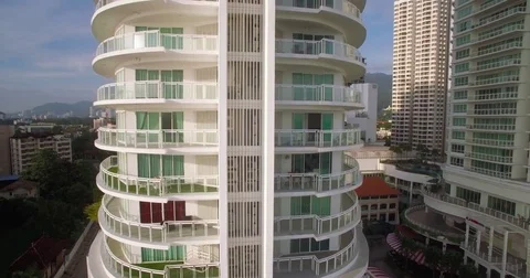 Luxury Condominium Development on Gurney Drive, Penang, Malaysia, Aerial Shot Stock Footage 76107541