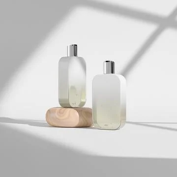 Luxury cosmetic plastic bottle with disk top flip cap mockup Stock Illustration
