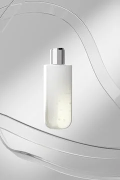 Luxury cosmetic plastic bottle with disk top flip cap mockup Stock Illustration