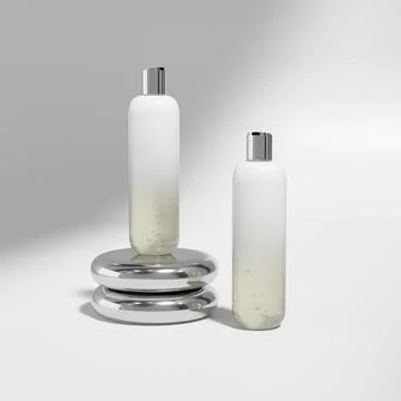 Luxury cosmetic plastic bottle with disk top flip cap mockup Stock Illustration