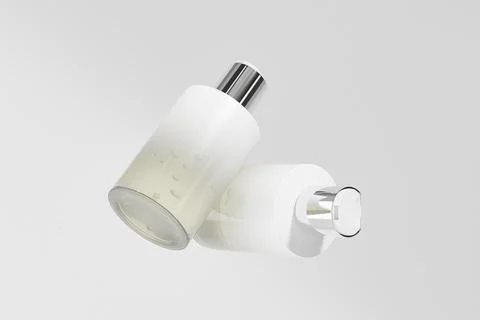 Luxury cosmetic plastic bottle with disk top flip cap mockup Stock Illustration