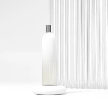 Luxury cosmetic plastic bottle with disk top flip cap mockup Stock Illustration