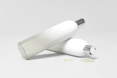 Luxury cosmetic plastic bottle with disk top flip cap mockup Stock Illustration