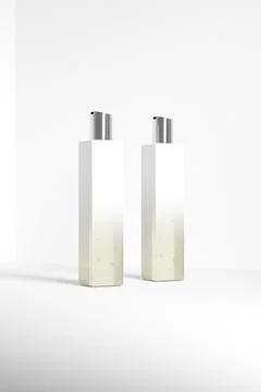 Luxury cosmetic plastic bottle with disk top flip cap mockup Stock Illustration