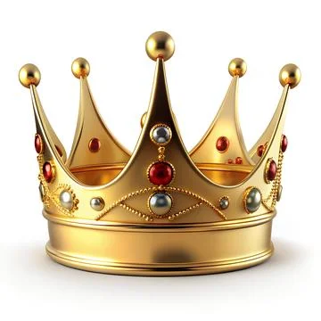 Luxury crown 3d rendering with precious gemstones Stock Illustration