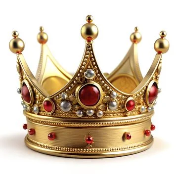 Luxury crown 3d rendering with precious gemstones Stock Illustration