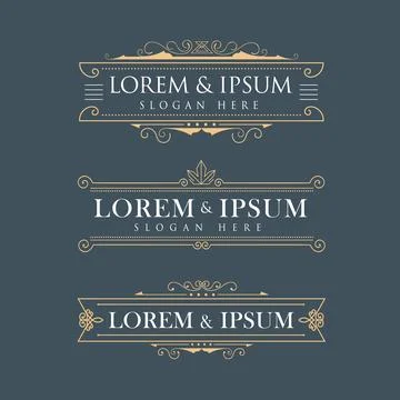 Luxury crown frame vector logos calligraphy flourishes elegant template Stock Illustration