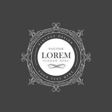 Luxury crown frame vector logos flourishes calligraphy elegant template Stock Illustration