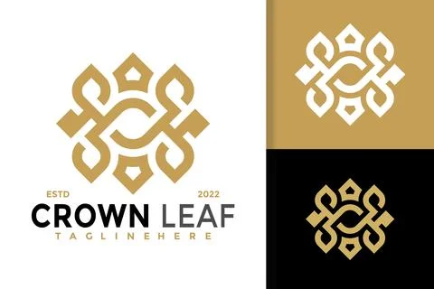 Luxury Crown Leaf Logo Design, brand identity logos vector, modern logo, Logo Stock Illustration