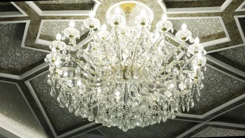 Luxury Crystal Ceiling Light Pendant Lamp Stock Footage 202723463