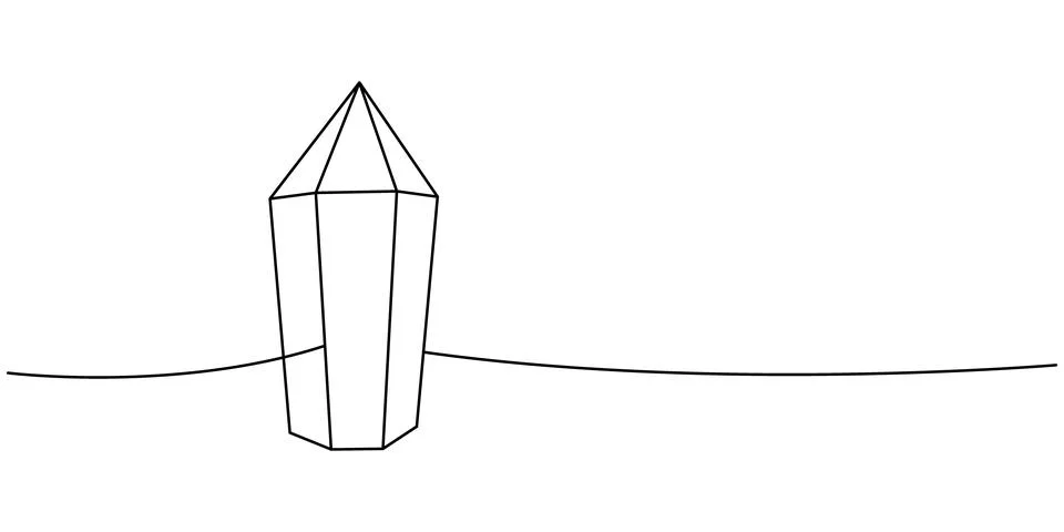 Luxury crystal one line continuous drawing. Mystical, esoteric, magic crystal Illustrazione stock
