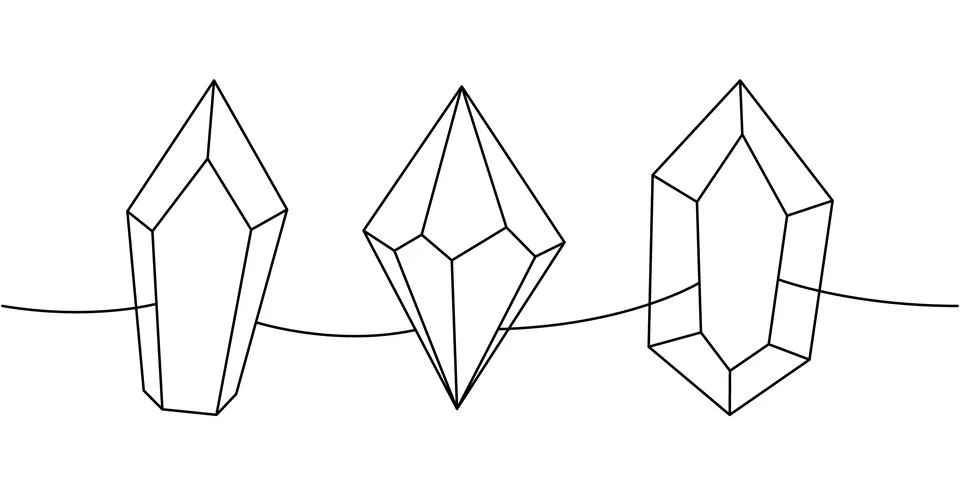Luxury crystals one line continuous drawing. Magical stones. Vector illustration Stock Illustration