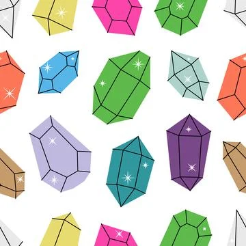 Luxury crystals pattern. Mystical, esoteric, magic or healing crystals Illustrazione stock
