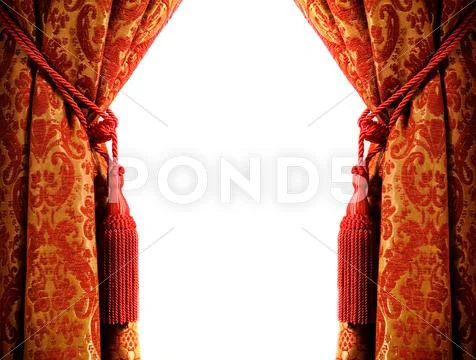 Luxury curtain with a copy-space in the middle Stock Photos