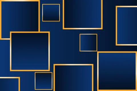 Luxury dark blue abstract background with gold geometric squares frames 스톡 일러스트
