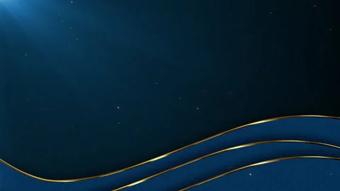 Luxury Dark Blue Background with Elegant Golden Waves and Particles Loop Stock Footage 332107180